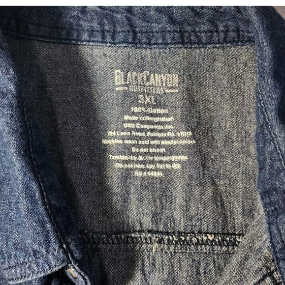 American Trucker Patriotic Flag Denim Shirt Trucks Men's 3XL Blue Jean Vest EUC - Picture 5 of 5